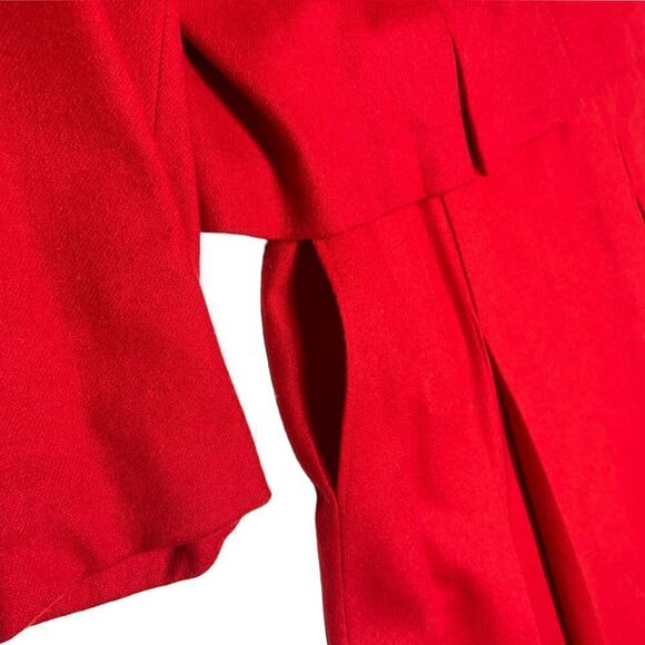 Vintage Wool Red Midi Skirt Button Up Blazer Matching Suit Set Carriage Club 14 - Picture 2 of 11